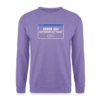 Fehler 404: Motivation nicht gefunden, lustiger Programmierer - Unisex Pullover - Lavendel - Vorne