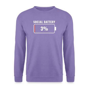 Social Battery 3 Prozent Introvertiert, wenig Energie - Unisex Pullover - Lavendel - Vorne