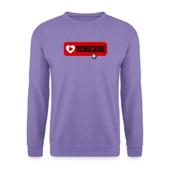 Fabelhaftes Symbol für die Schaltfläche "Abonnieren" des YouTube-Kanals - Unisex Pullover - Lavendel - Vorne