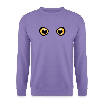 zwei leuchtende Augen einer Eule - Unisex Pullover - Lavendel - Vorne