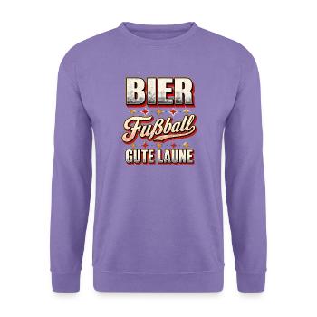Bier Fußball Gute Laune - Unisex Pullover - Lavendel - Vorne