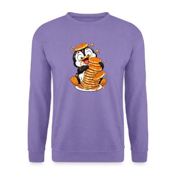 Pinguin Pancakes Sirup Lustiger Cartoon - Unisex Pullover - Lavendel - Vorne