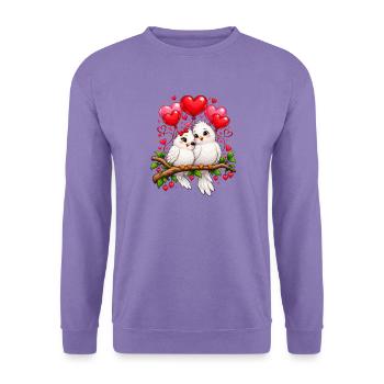 Süße Vögel Pärchen Liebe Valentinstag  - Unisex Pullover - Lavendel - Vorne