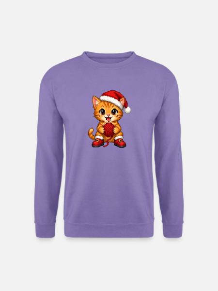 Orange Tabby-Katzengarn Weihnachten - Unisex Pullover - Lavendel