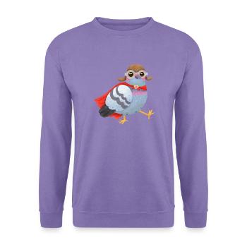 Superhelden Taube – Mit Cape & Fliegerkappe - Unisex Pullover - Lavendel - Vorne