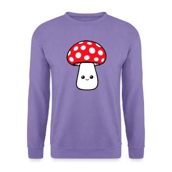 Pilz Glücklich Niedlich Lächelnd Gesicht Kawaii - Unisex Pullover - Lavendel - Vorne