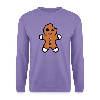 lustiger angebissener lebkuchenmann weihnachten - Unisex Pullover - Lavendel - Vorne