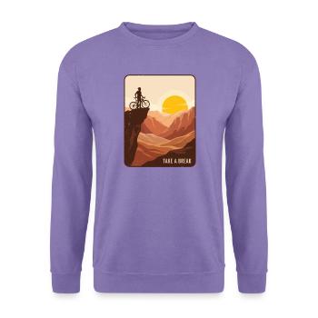 Mach eine Pause beim Radfahren Sunset Mountain Adventure Tee - Unisex Pullover - Lavendel - Vorne