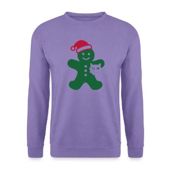 Lebkuchenmann Katze Grafik - Unisex Pullover - Lavendel - Vorne