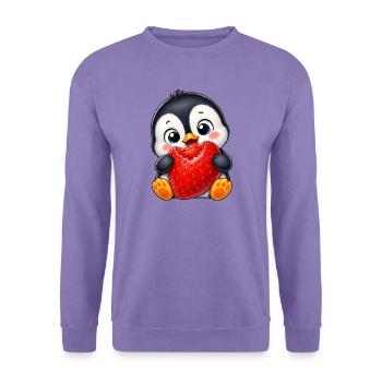 Süßer Pinguin mit Erdbeeren Cartoon Sommer - Unisex Pullover - Lavendel - Vorne