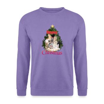 Miauige Weihnachtskatze Collage - Unisex Pullover - Lavendel - Vorne