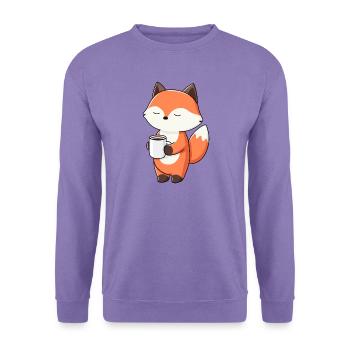 Fuchs mit Kaffeetassen-Zauber - Unisex Pullover - Lavendel - Vorne