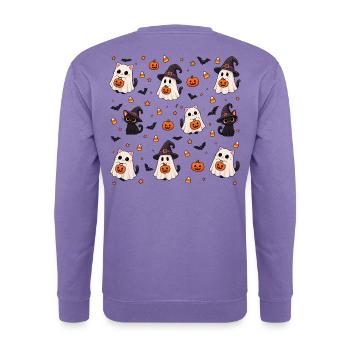 Cutes Halloween-Katzen-Muster - Unisex Pullover - Lavendel - Hinten
