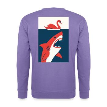 Schwan trifft Hai #2 - Unisex Pullover - Lavendel - Hinten