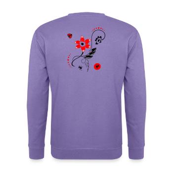 Sommerblume mit Marienkäfer und Ameisen - Unisex Pullover - Lavendel - Hinten