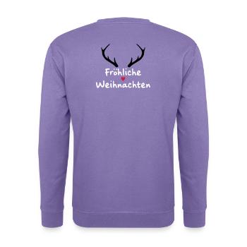 Fröhliche Weihnachten Fest der Liebe Herz Geweih - Unisex Pullover - Lavendel - Hinten