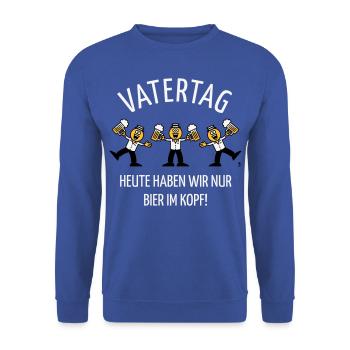 Vatertag – Bier Im Kopf (Karikatur Tanz / 3C / W) - Unisex Pullover - Royalblau - Vorne - Alina (178cm) & Michal (187cm)