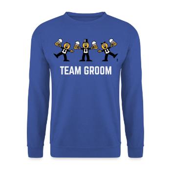 Team Groom (Stag Party, Caricature, Dance, 3C, W) - Unisex Sweatshirt - royal blue - Front - Alina (178cm) & Michal (187cm)