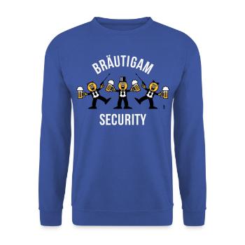 Bräutigam Security (JGA / Karikatur / Tanz / 3C W) - Unisex Pullover - Royalblau - Vorne - Alina (178cm) & Michal (187cm)
