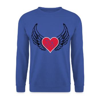 Friedenstaube Flügel Herz - Unisex Pullover - Royalblau - Vorne - Alina (178cm) & Michal (187cm)