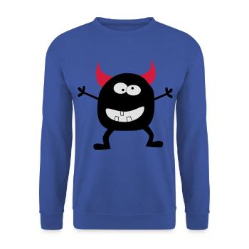 Teufelchen - Unisex Pullover - Royalblau - Vorne - Alina (178cm) & Michal (187cm)
