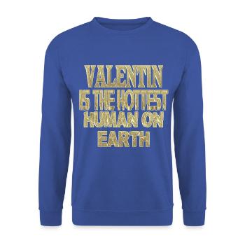 Valentin - Unisex Pullover - Royalblau - Vorne - Alina (178cm) & Michal (187cm)