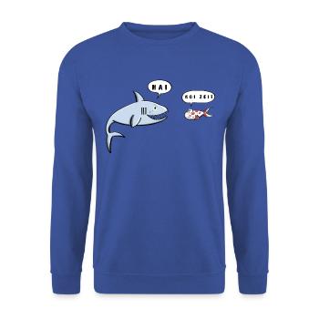 Shark And Koi I Funny Sayings I Fish Gift - Unisex Sweatshirt - royal blue - Front - Alina (178cm) & Michal (187cm)