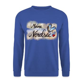Nordsee Herz Design für Fans - Unisex Pullover - Royalblau - Vorne - Alina (178cm) & Michal (187cm)