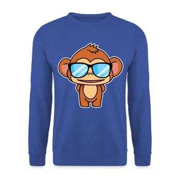 Cleveres Äffchen - Unisex Pullover - Royalblau - Vorne - Alina (178cm) & Michal (187cm)