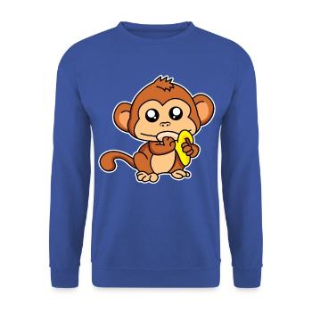 Äffchen-Mahlzeit - Unisex Pullover - Royalblau - Vorne - Alina (178cm) & Michal (187cm)