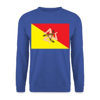 Aufkleber Flagge von Sizilien Flagge Aufkleber Sizilien - Unisex Pullover - Royalblau - Vorne - Alina (178cm) & Michal (187cm)