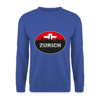 Zürich Schweiz Skyline Silhouette Schweizer Flagge T - Unisex Pullover - Royalblau - Vorne - Alina (178cm) & Michal (187cm)