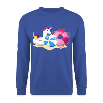 Unicorn Strandparty Sommer - Unisex Pullover - Royalblau - Vorne - Alina (178cm) & Michal (187cm)