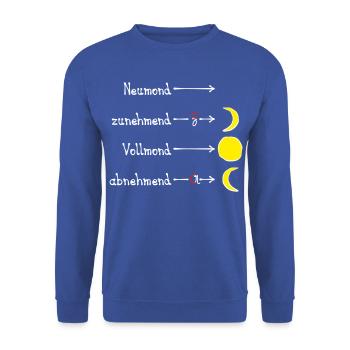 Mondphasen mit Eselsbrücke - hell - Unisex Pullover - Royalblau - Vorne - Alina (178cm) & Michal (187cm)