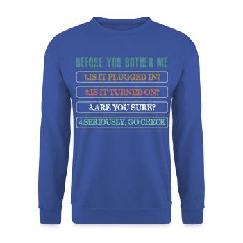 Information Technology Tech Technical Support - Unisex Pullover - Royalblau - Vorne - Alina (178cm) & Michal (187cm)