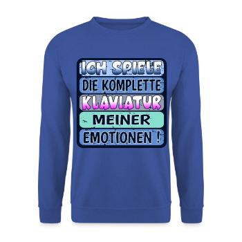 EMOTIONEN ZEIGEN - Unisex Pullover - Royalblau - Vorne - Alina (178cm) & Michal (187cm)