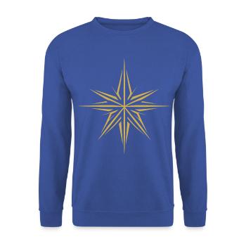Minimalistischer Weihnachtsstern: Festliche - Unisex Pullover - Royalblau - Vorne - Alina (178cm) & Michal (187cm)