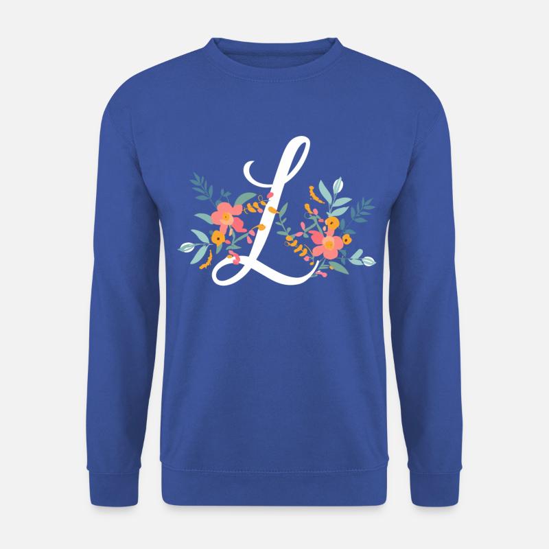 L Typographie Floral - Unisex Pullover - Royalblau