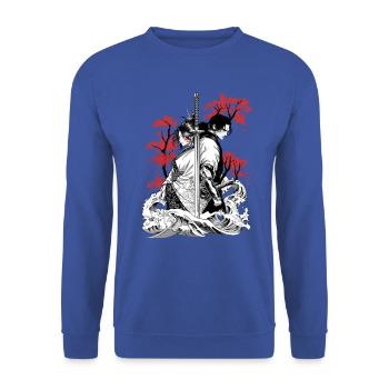 Verschlungene Samurai-Seelen - Unisex Pullover - Royalblau - Vorne - Alina (178cm) & Michal (187cm)