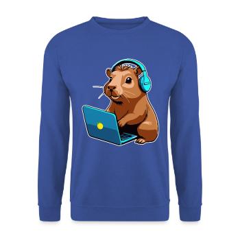 Capybara Programmer Coder Computer - Unisex Sweatshirt - royal blue - Front - Alina (178cm) & Michal (187cm)