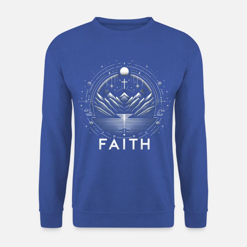 Faith: Silberne Bergkreis-Metall-Design - Unisex Pullover - Royalblau