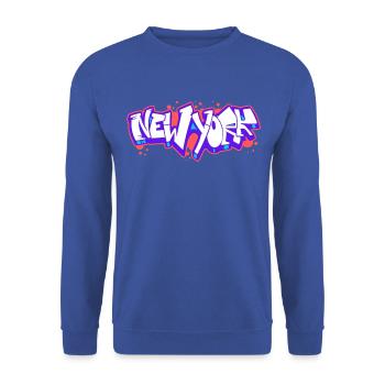 New York Horizontales Graffiti 1 - Unisex Pullover - Royalblau - Vorne - Alina (178cm) & Michal (187cm)