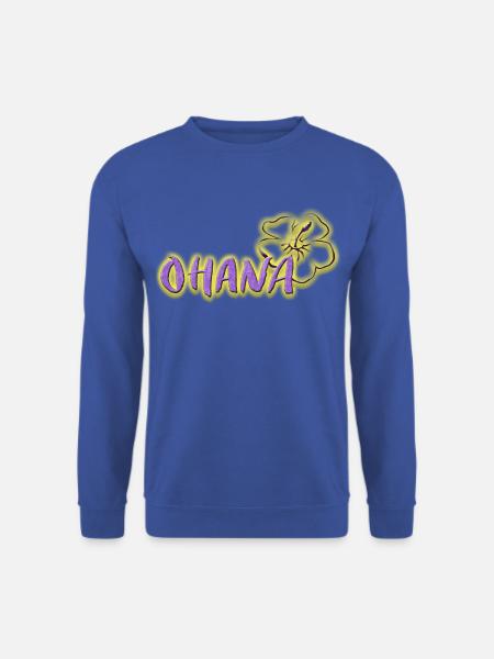 Ohana Hibiskus Blumen Neon-Lila Logo - Unisex Pullover - Royalblau
