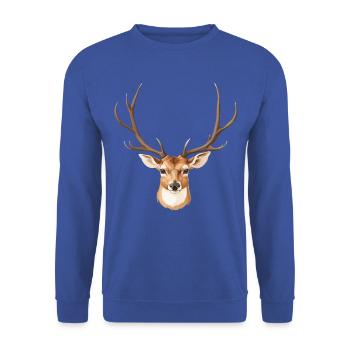 Süßer Hirschkopf - Unisex Pullover - Royalblau - Vorne - Alina (178cm) & Michal (187cm)