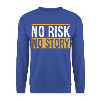 no risk no story - Unisex Pullover - Royalblau - Vorne - Alina (178cm) & Michal (187cm)