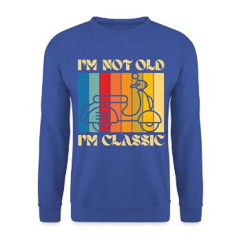 I’m Not Old, I’m Classic – Retro Scooter - Unisex Pullover - Royalblau - Vorne - Alina (178cm) & Michal (187cm)