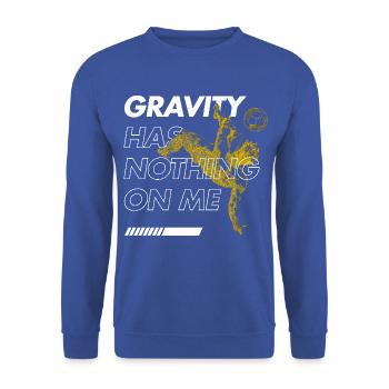 Schwerkraftloser Fallrückzieher – Fußballfieber - Unisex Pullover - Royalblau - Vorne - Alina (178cm) & Michal (187cm)