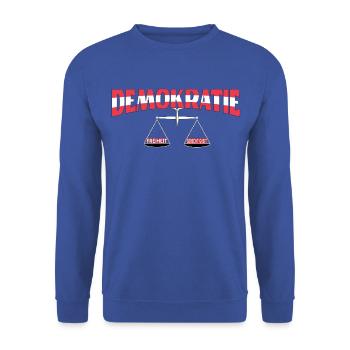 Demokratie Österreich: Freiheit & Fairness - Unisex Pullover - Royalblau - Vorne - Alina (178cm) & Michal (187cm)