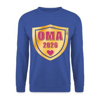 BABY 2026 VERKÜNDEN OMA - Unisex Pullover - Royalblau - Vorne - Alina (178cm) & Michal (187cm)