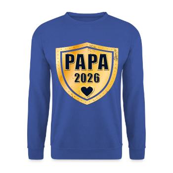 PAPA 2026 VATER BABY Auszeichnung - Unisex Pullover - Royalblau - Vorne - Alina (178cm) & Michal (187cm)